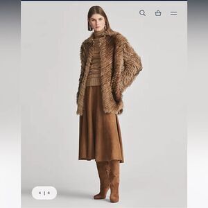 Ralph Lauren Collection ~ Pre-Fall '19 Toffee Lamb Shearling Chevron Knit Coat